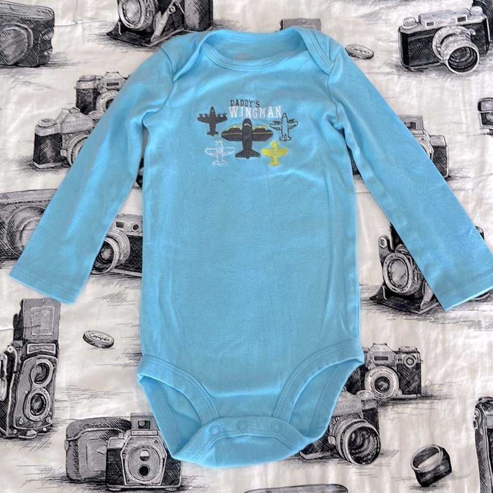 Simple Joys 18M Boys Blue Long Sleeved Onesie
